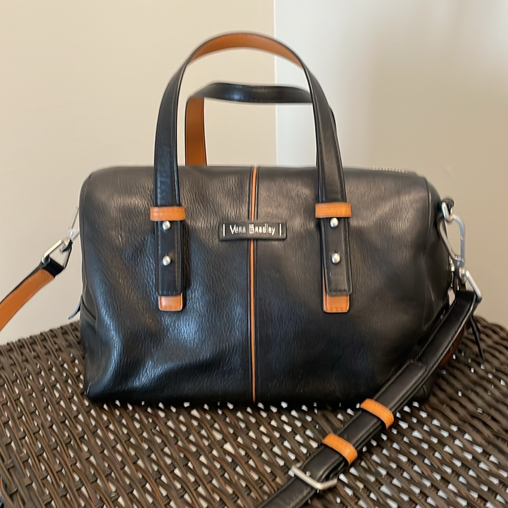 Vera Bradley Black Gallatin Leather Satchel